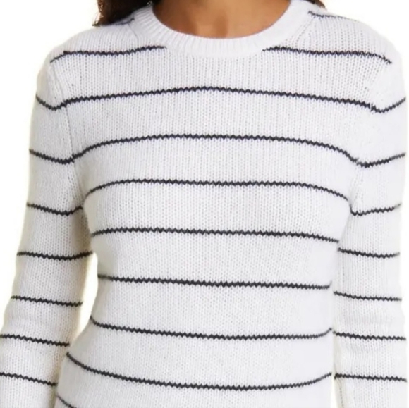 Vince Cashmere Striped Fitted Crew Neck - Picture 3 of 6